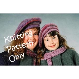 New Fiber Trends AC-18 Painted Bands Beret & Scarf Knitting Pattern
